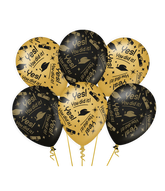 Ballonnen You Did It Goud Zwart 6st